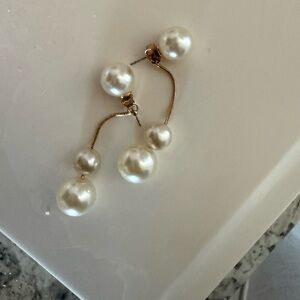 Zara Gold-Tone Drop Earrings with White Pearls